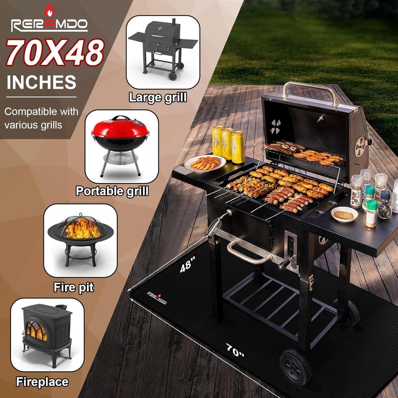 RERAMDO Large 70 X 48 Inch Under Grill Mats for Outdoor Grill,Double-Sided Fireproof Grill Pad, Waterproof/Oil-proof,BBQ Mat for Protector Deck and Patio,Griddle Accessories Compatible With Blackstone - Image 4
